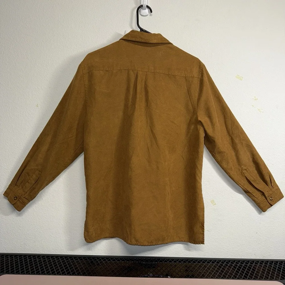 White Stag Faux‎ Suede Shirt Jacket Women's M Brown Button Front Lined Shacket - Picture 5 of 16